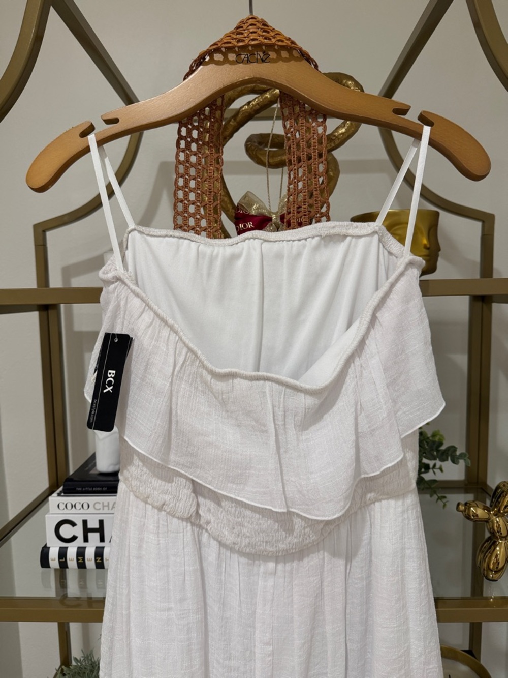 White Strapless Ruffle Smocked Dress - Picture 6 of 8